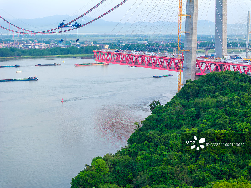 建设中的铜陵长江三桥图片素材