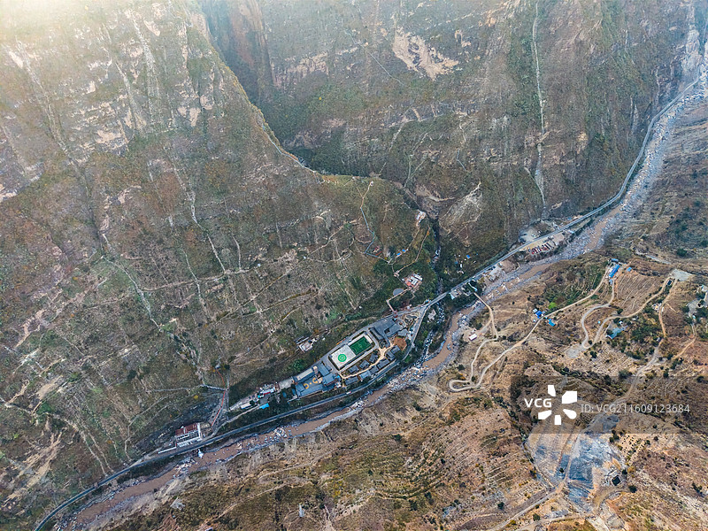 四川凉山州昭觉县悬崖村航拍图片素材