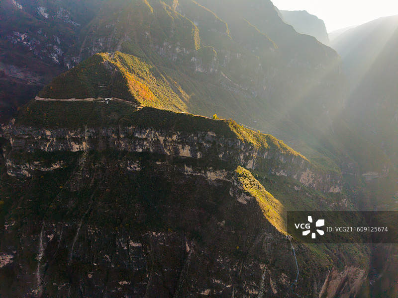 四川凉山州昭觉县悬崖村航拍图片素材