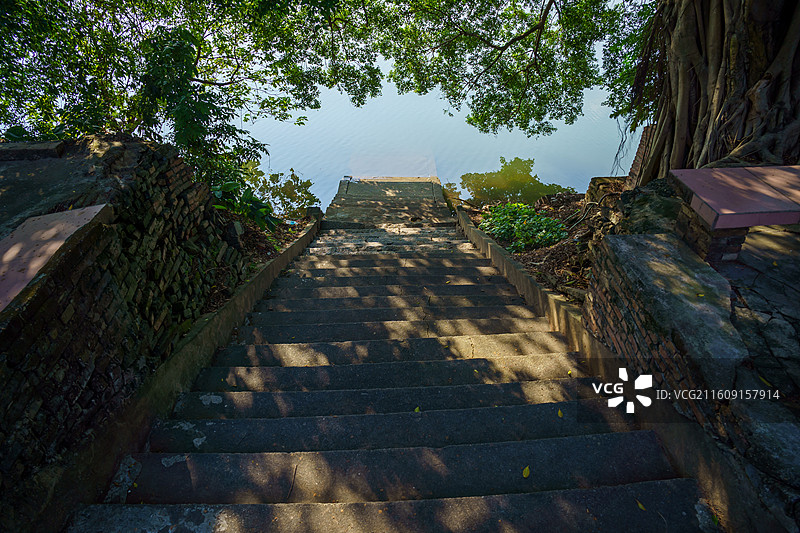 肇庆市鼎湖新区周边水乡景色，河埠头特写图片素材