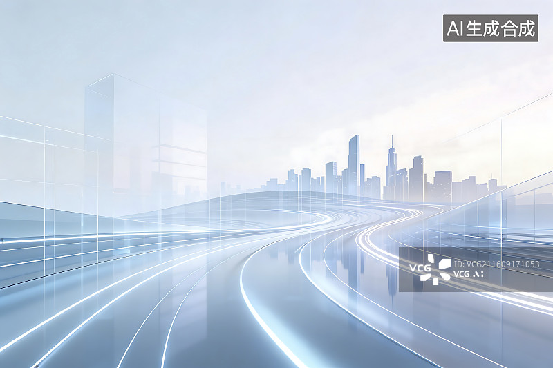 【AI数字艺术】现代城市道路科技景象图片素材