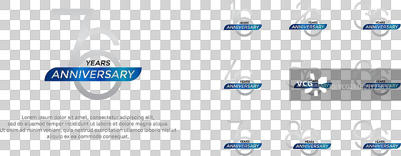 银蓝色周年纪念标志集图片素材