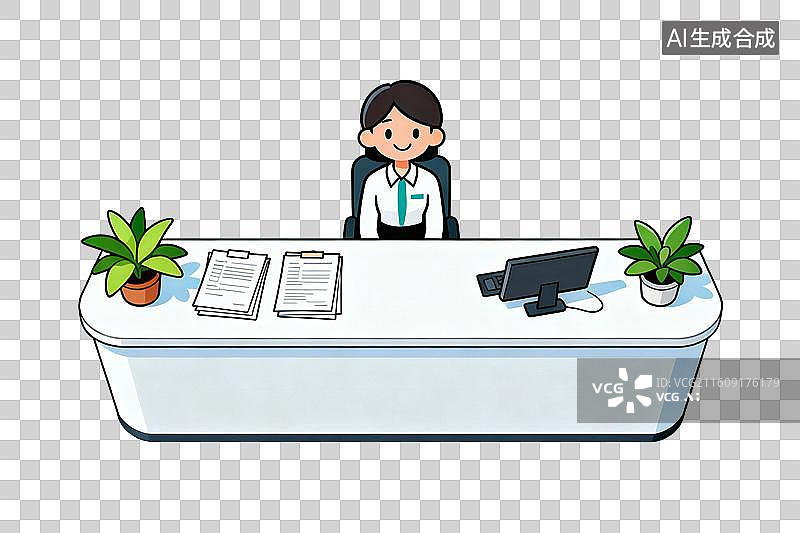 【AI数字艺术】卡通风格，公司前台接待PNG格式的免扣元素图片素材