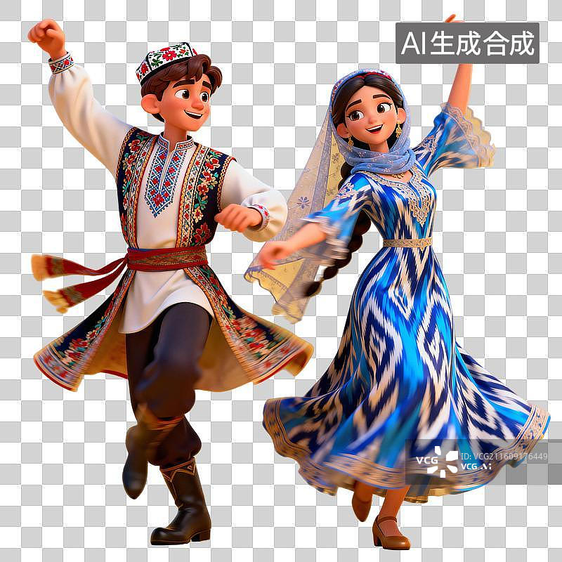 【AI数字艺术】3D渲染少数民族跳舞，3D渲染少数民族服饰图片素材