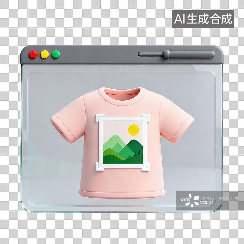 【AI数字艺术】3D磨砂玻璃材质电商购物主题衣服服饰购物类网页应用界面搜索框线上选购元素图片素材