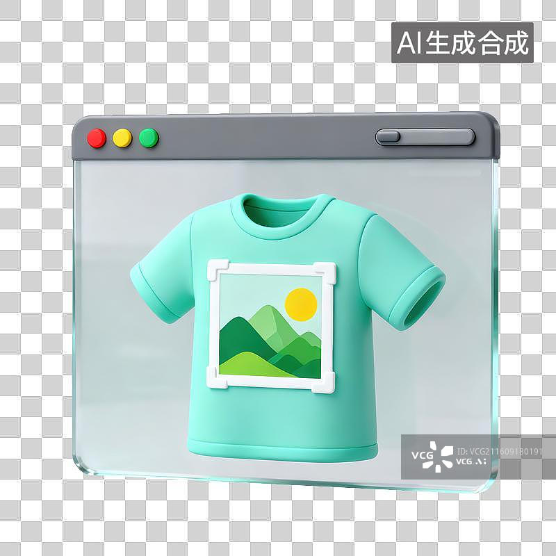 【AI数字艺术】3D磨砂玻璃材质电商购物主题衣服服饰购物类网页应用界面搜索框线上选购元素图片素材