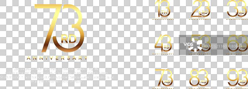 金色周年纪念标志集合，黑色背景图片素材