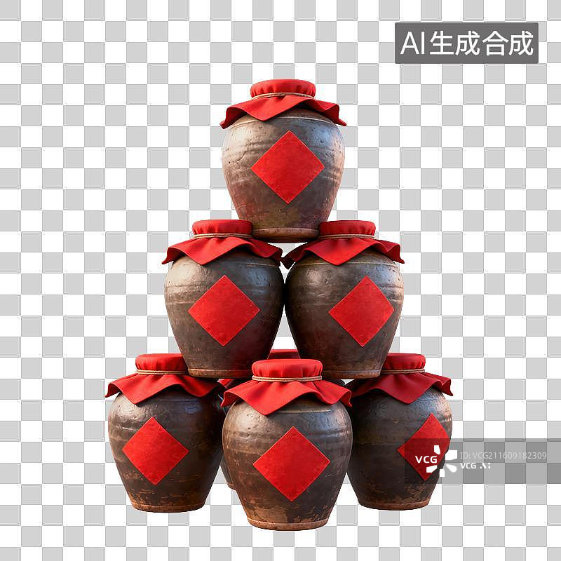 【AI数字艺术】3D二十四节气立冬轻拟物黄酒酒坛元素图片素材
