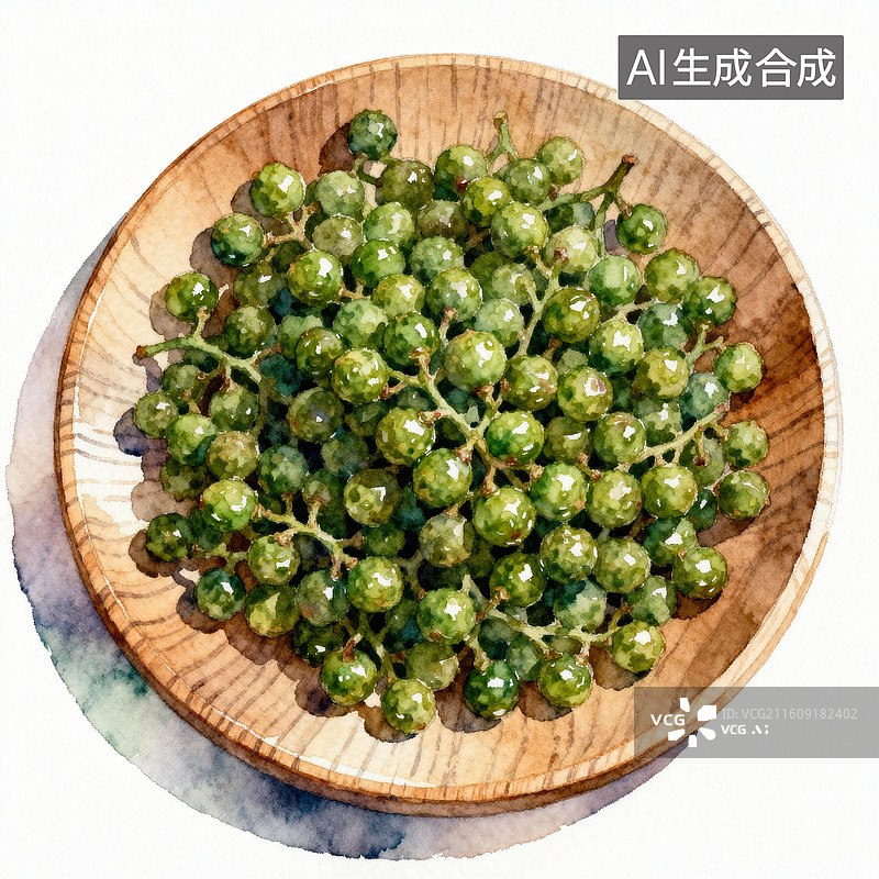 【AI数字艺术】青花椒 基础香辛料系列水彩插画 中式厨房调料图片素材