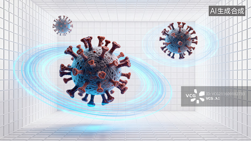 【AI数字艺术】病毒模型科技感展示图片素材
