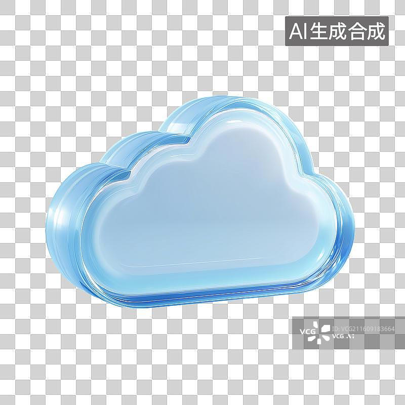 【AI数字艺术】3D可爱云存储图标图片素材