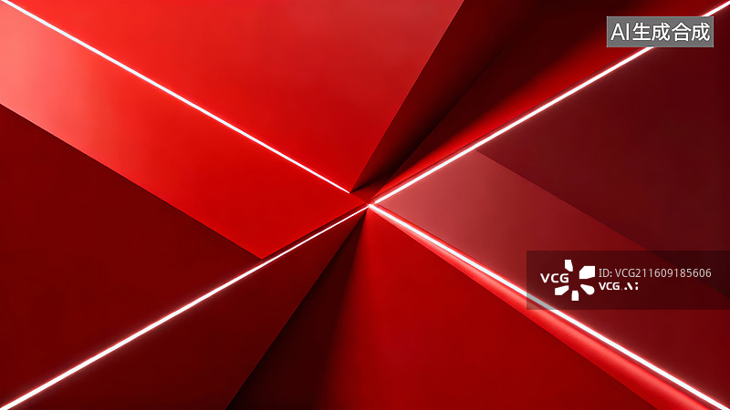 【AI数字艺术】红色几何抽象背景图片素材
