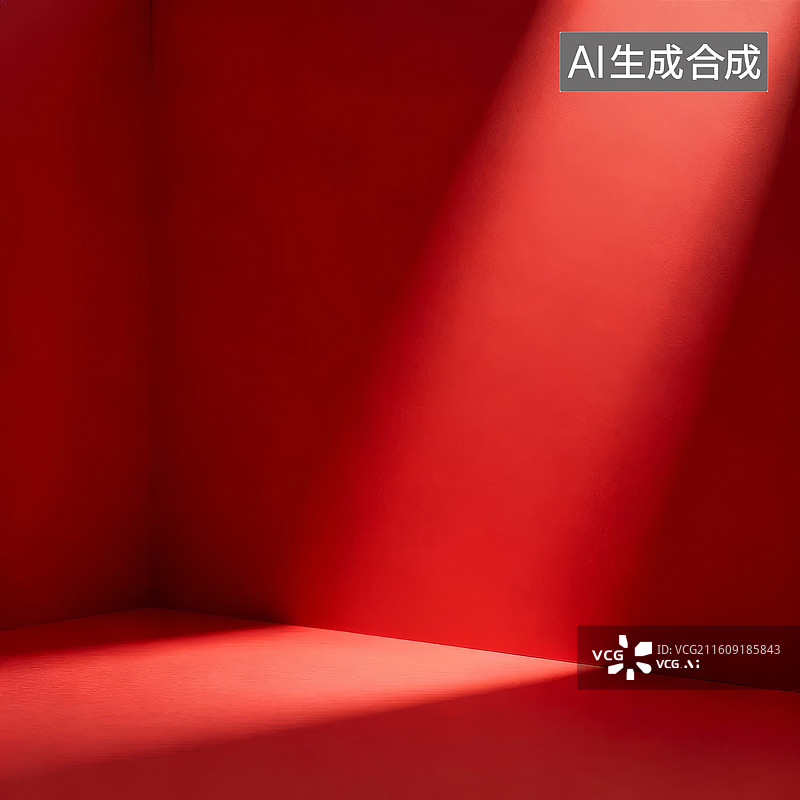 【AI数字艺术】红色角落光影效果图片素材