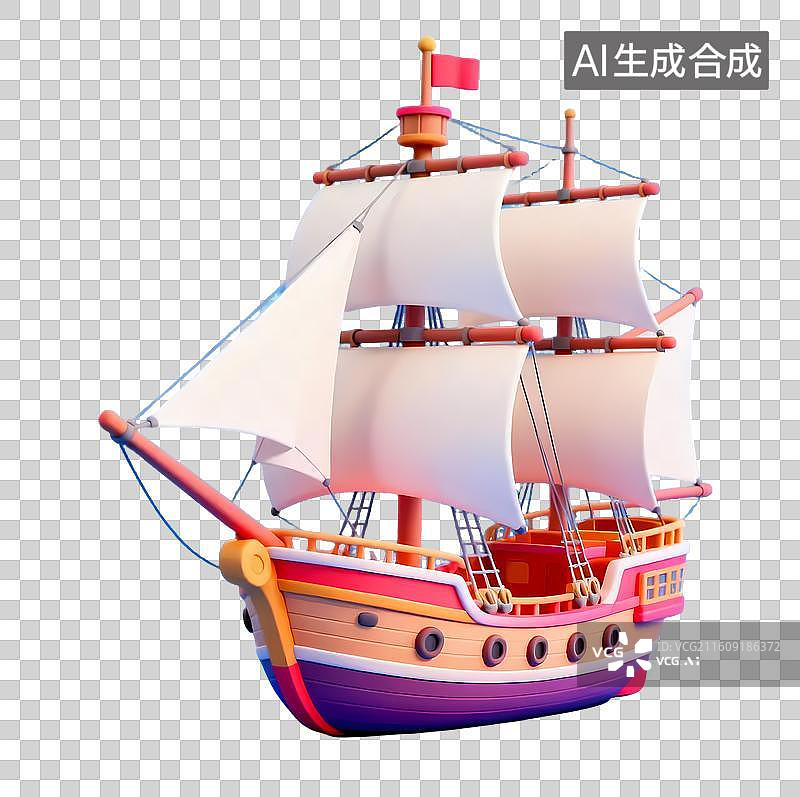 【AI数字艺术】卡通帆船图片素材