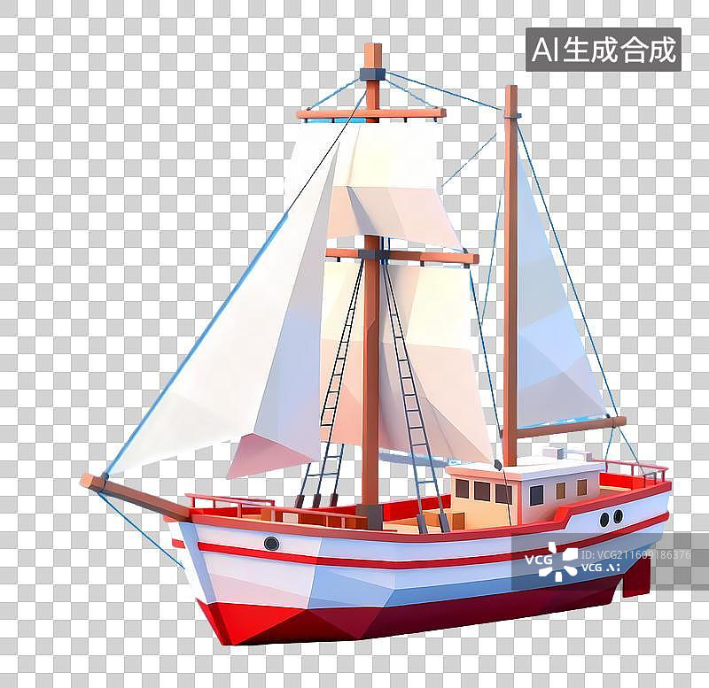 【AI数字艺术】卡通帆船图片素材