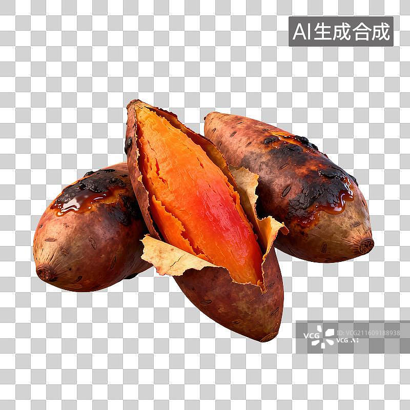 【AI数字艺术】3D二十四节气立冬轻拟物烤熟的红薯元素图片素材