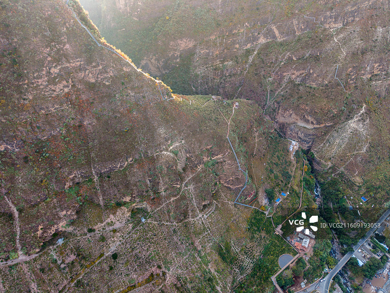 四川凉山州昭觉县悬崖村航拍图片素材