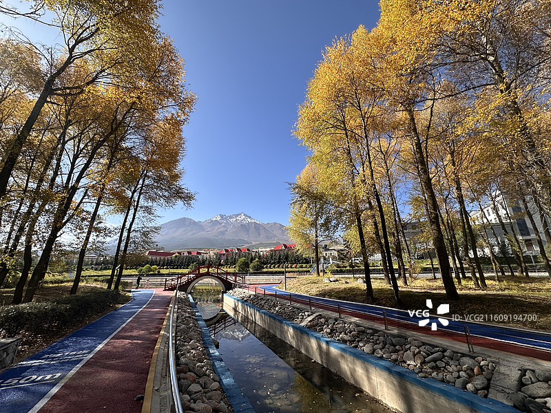 祁连县城金秋风光图片素材