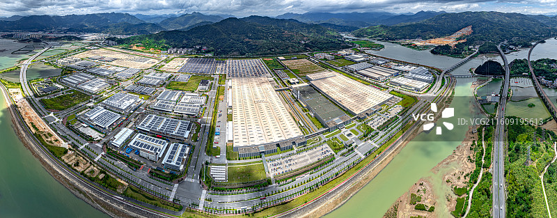 宁德三屿新能源汽车工业园 三都澳经济开发区上汽集团宁德工厂 七都溪三屿大桥 沈海高速公路图片素材