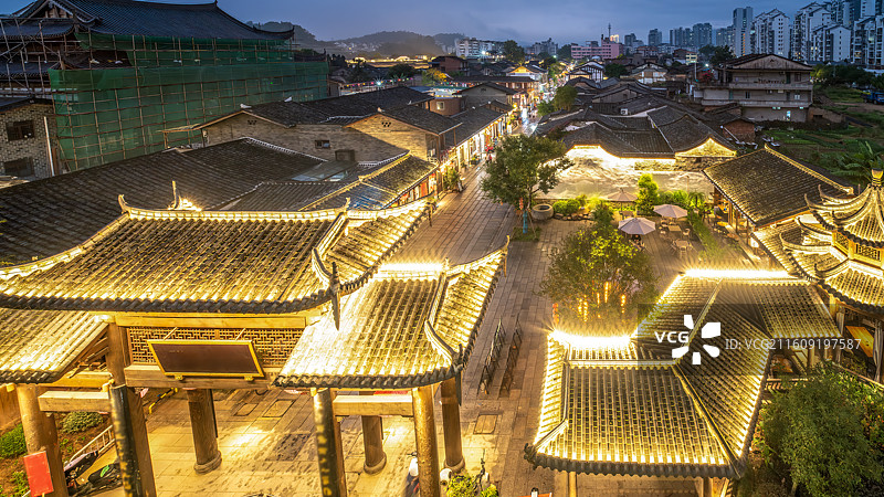 福建沙县东门古街历史文化街区夜景图片素材