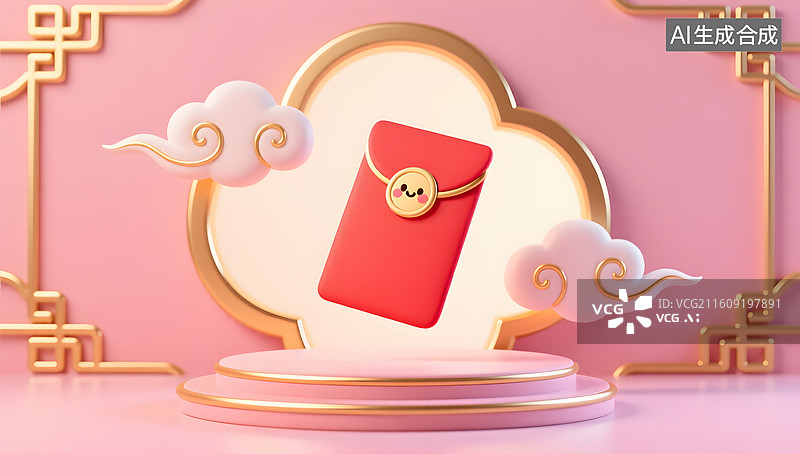 【AI数字艺术】新春展位以软萌国潮营造可爱喜庆氛围图片素材