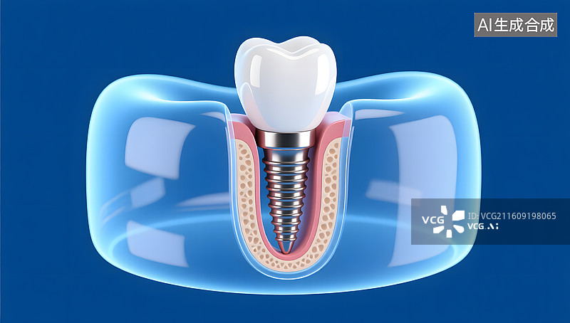 【AI数字艺术】种植牙解剖结构专业教育插画图片素材