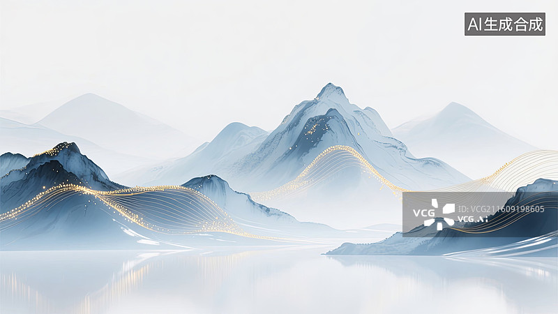 【AI数字艺术】国风水墨山水抽象背景图片素材