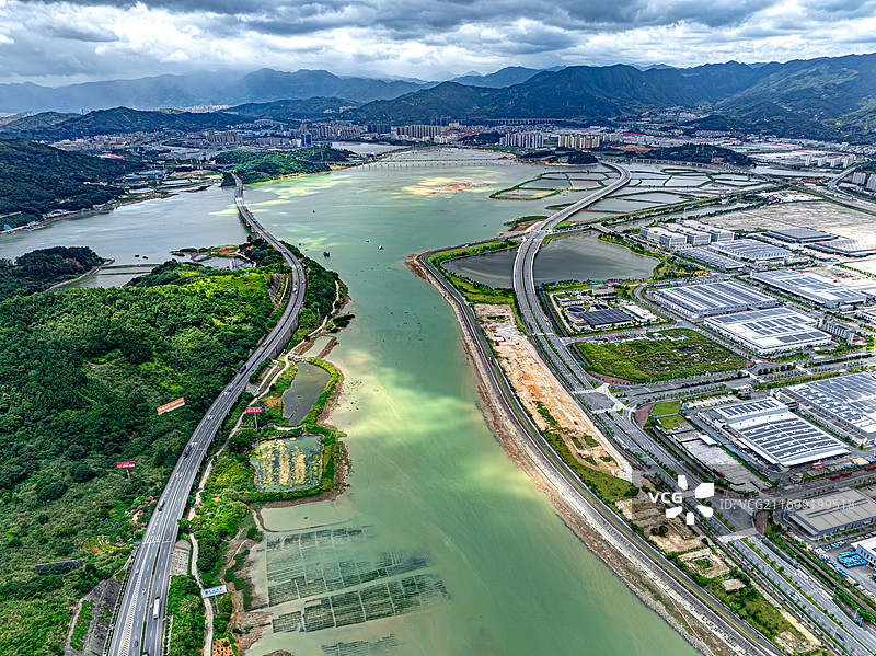三屿湿地公园 七都溪海峡 沈海高速田螺特大桥 宁德三屿新能源汽车工业园 三都澳经济开发区图片素材