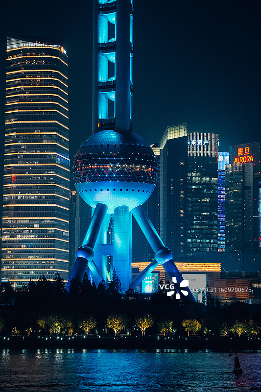 上海 长三角 外滩 航拍 夜景 万国建筑群 东方明珠 上海之巅图片素材