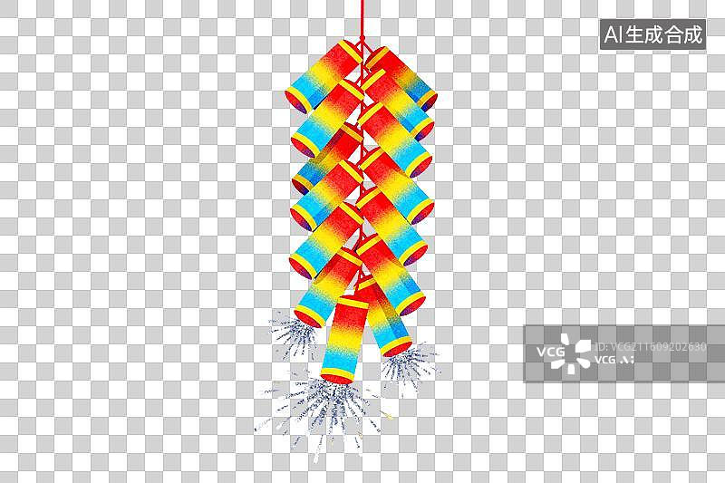 【AI数字艺术】彩色鞭炮悬挂燃放瞬间图片素材