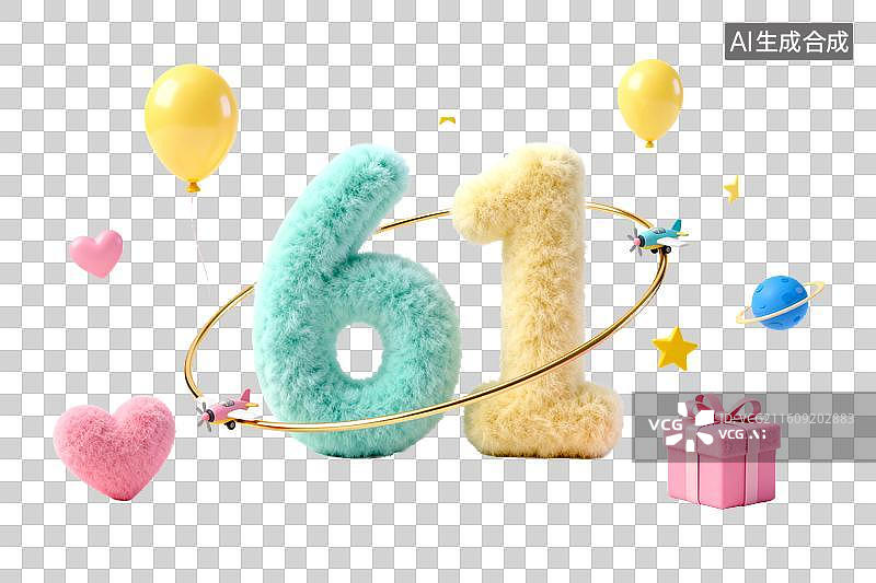 【AI数字艺术】毛绒数字六一儿童节装饰图片素材