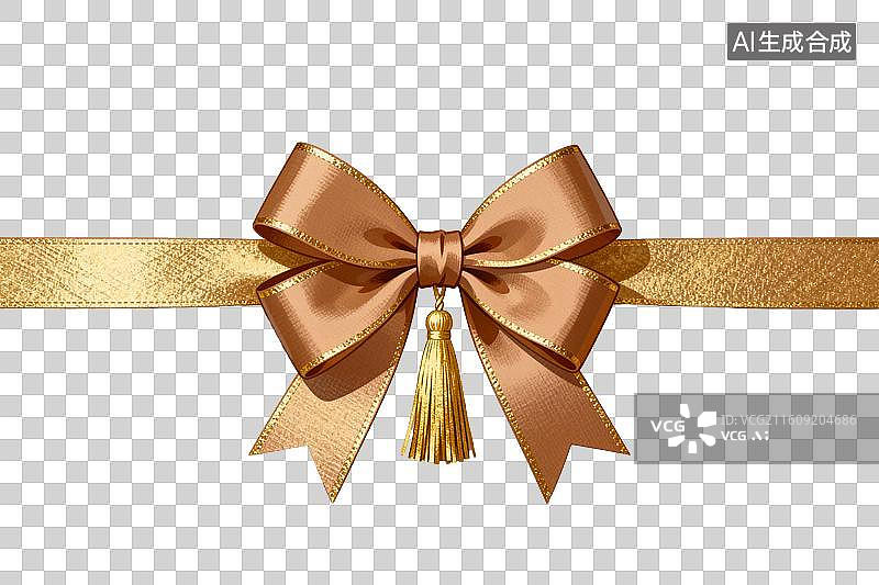 【AI数字艺术】金色丝带蝴蝶结配流苏装饰图片素材