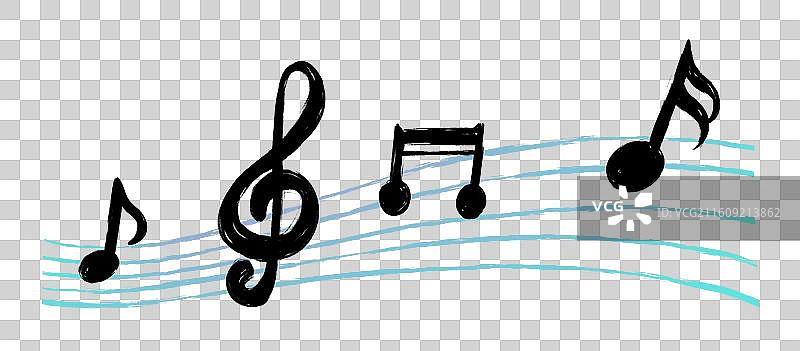 手绘可爱音乐音符插画元素图片素材