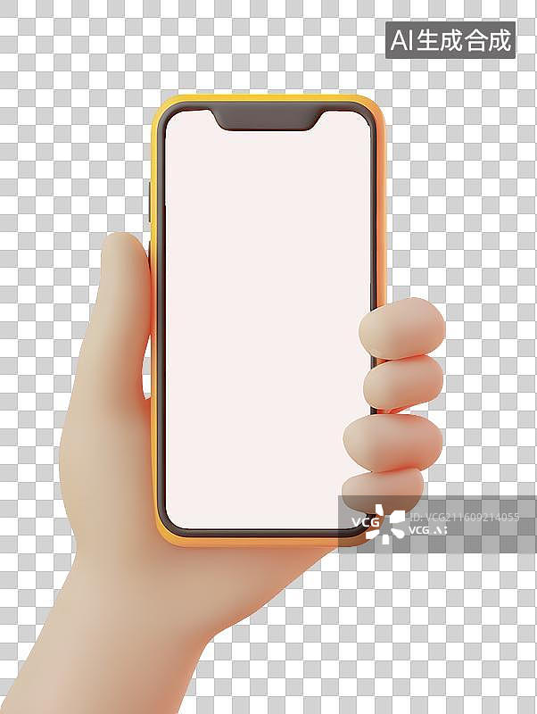 【AI数字艺术】一只举着智能手机的手图片素材