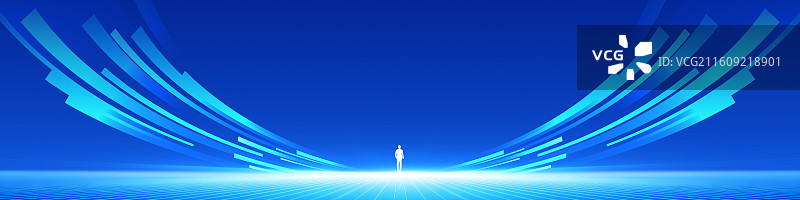 科技风格舞台长屏背景，科技风格发布会背景展板，现代商务会议背景图片素材
