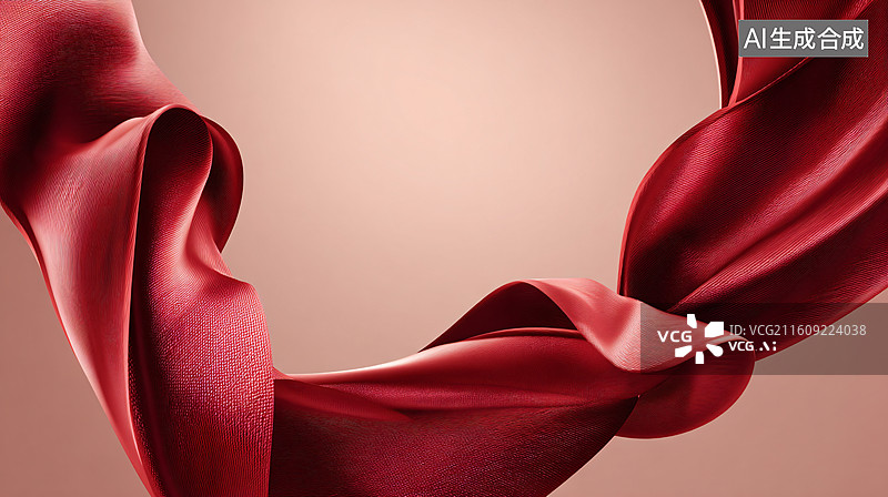 【AI数字艺术】酒红色绸缎飘逸质感特写图片素材
