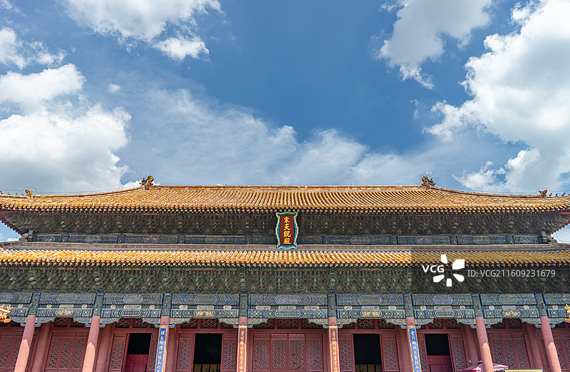 中国山东省泰安市国内著名景点泰山风景区，皇帝行宫岱庙行宫宋代天贶殿宫殿，户外白昼无人图像摄影图片素材