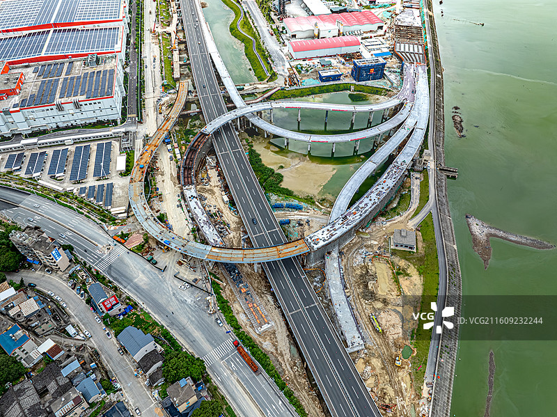 蕉城时代车里湾工厂配套高速公路扩建 沈海高速国道京岚线立交 蕉城岚口收费站 宁德时代图片素材