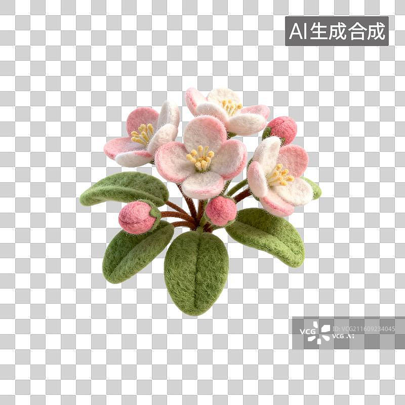 【AI数字艺术】精致的毛毡苹果花图片素材