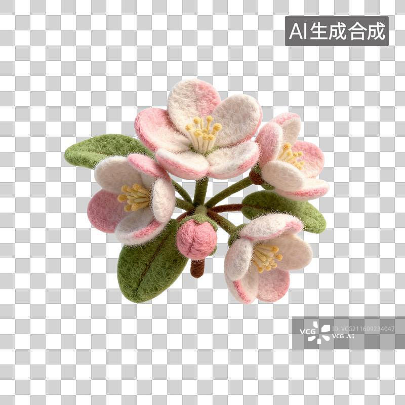 【AI数字艺术】精致的毛毡苹果花图片素材