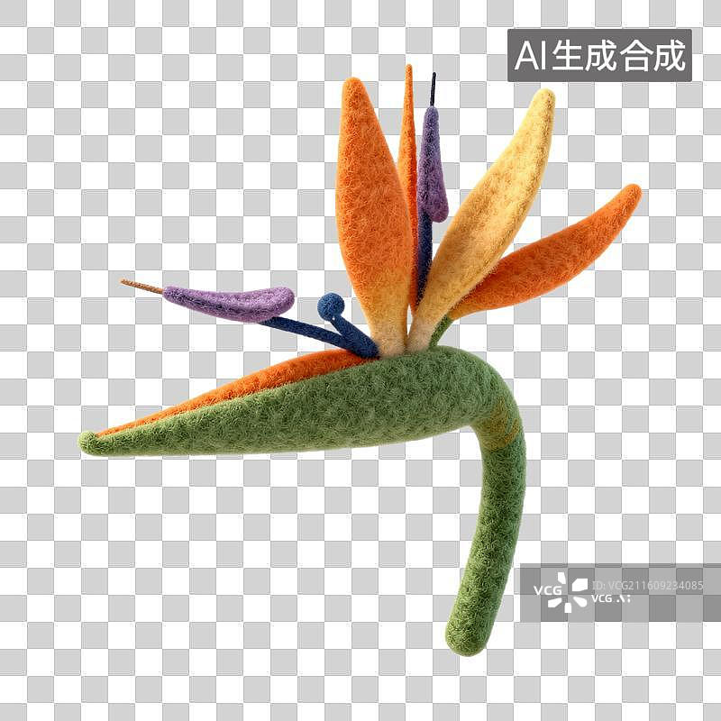 【AI数字艺术】色彩斑斓的毛毡天堂鸟花图片素材