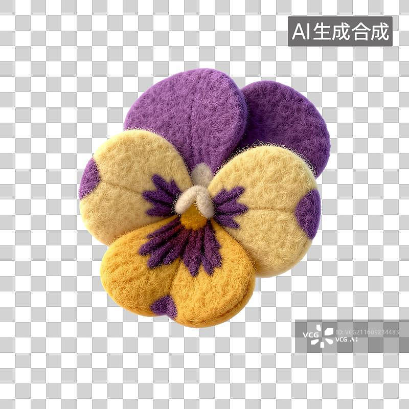【AI数字艺术】手工毛毡制作的紫黄花朵图片素材