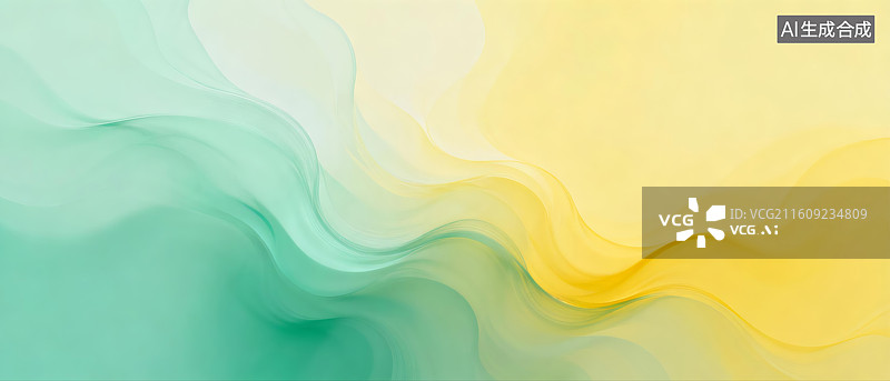 【AI数字艺术】柔和黄绿渐变抽象流体图片素材