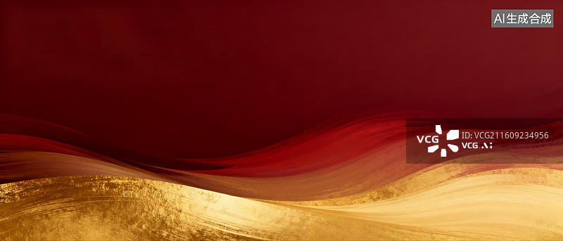 【AI数字艺术】金色红色抽象波浪背景图片素材