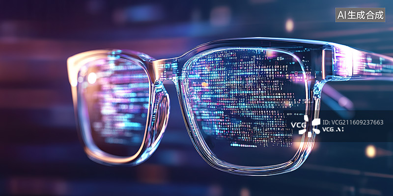 【AI数字艺术】未来科技显示信息的智能眼镜——AR增强现实概念图片素材