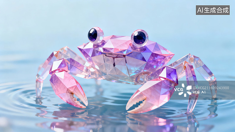 【AI数字艺术】水晶螃蟹在水中图片素材