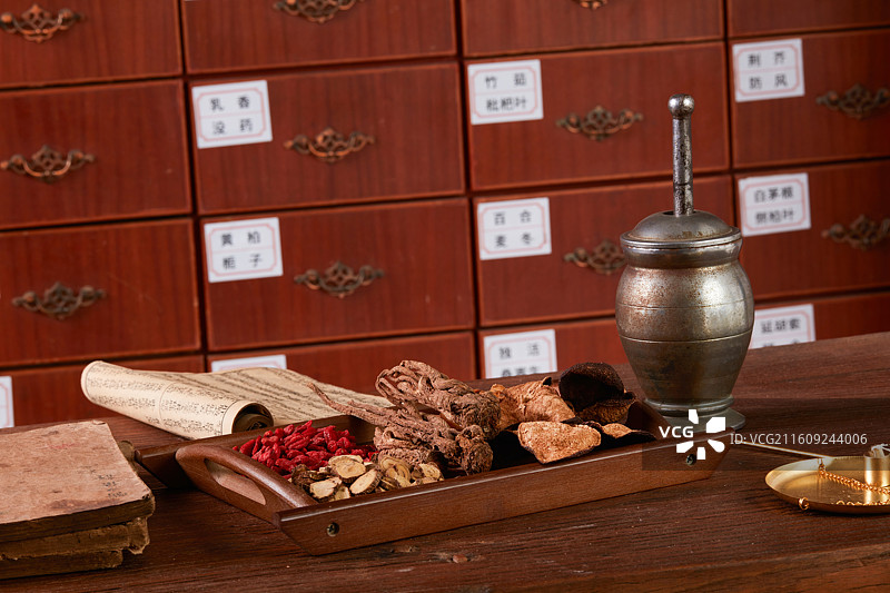 中药材当归搭配陈皮枸杞甘草与百合图片素材