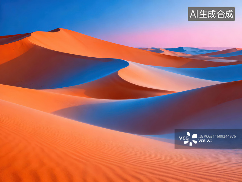 【AI数字艺术】沙漠沙丘日落景象图片素材
