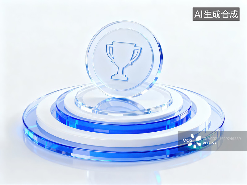 【AI数字艺术】透明奖杯造型水晶摆件图片素材