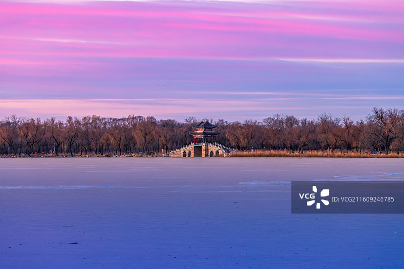 颐和园朝霞图片素材